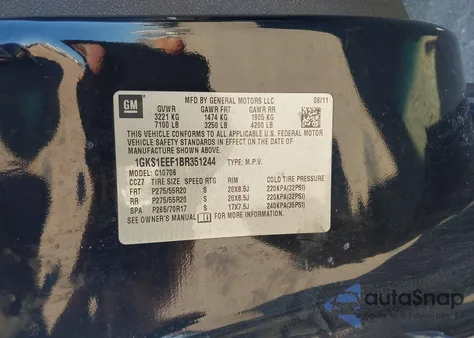 2011 GMC Yukon Denali from USA, damaged, VIN 1GKS1EEF1BR351244